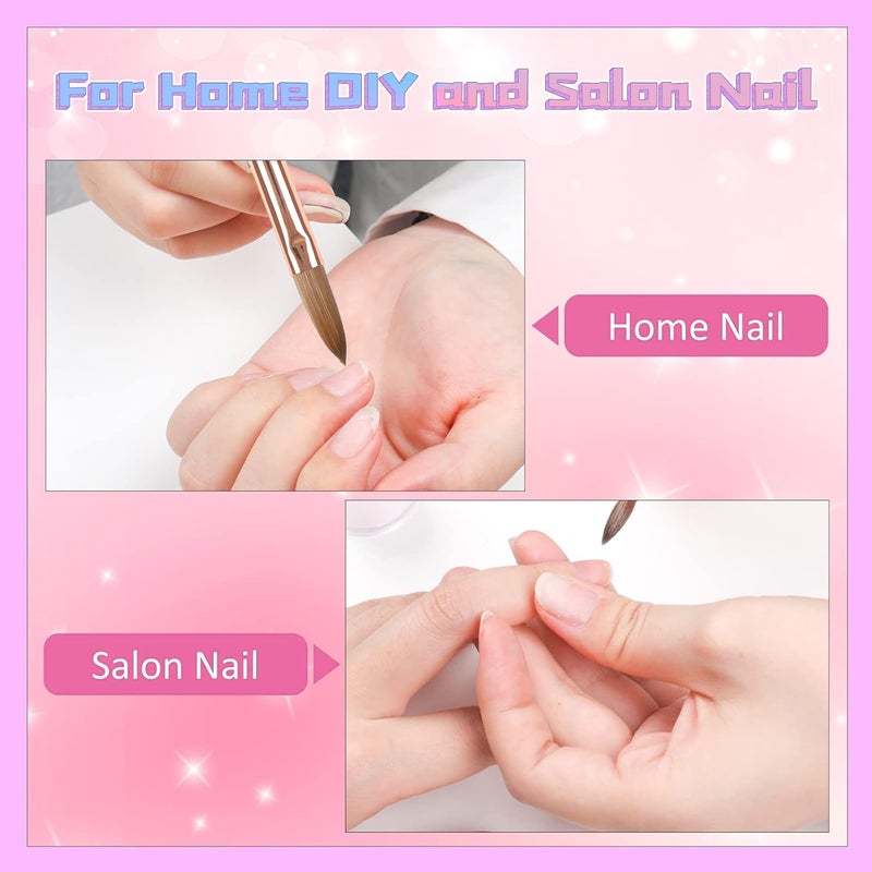heemeei Acrylic Nail Brush Size 10, 100% Pure Kolinsky Nail Art Brush, Sturdy Handle Acrylic Powder Design Tools for Professional Manicure DIY Home Salon (10#) - Image 4